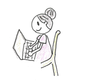 パソコンでお部屋探しするあつまる不動産公式キャラクターまーるちゃん