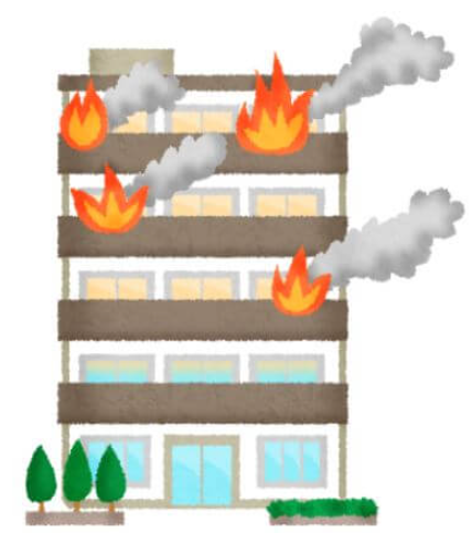 火事のマンションの絵の画像